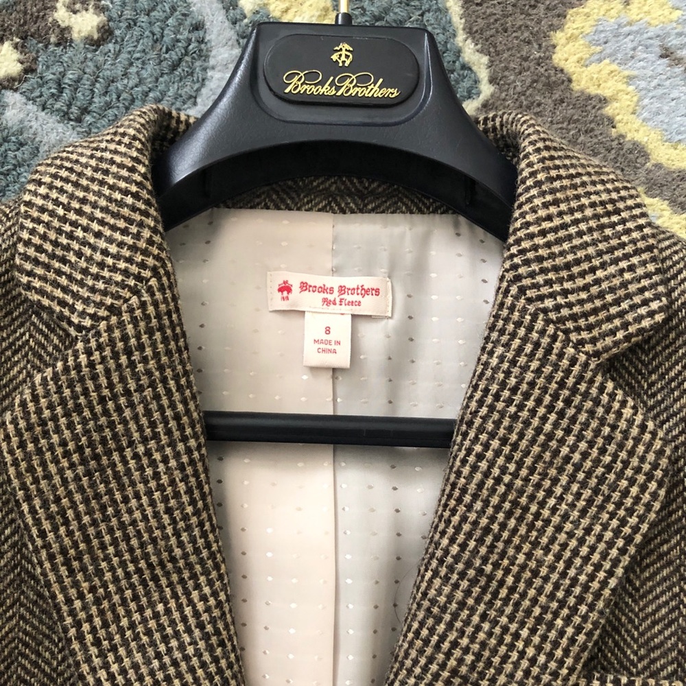 Brooks Brothers Red Fleece Brown Check Wool Blazer